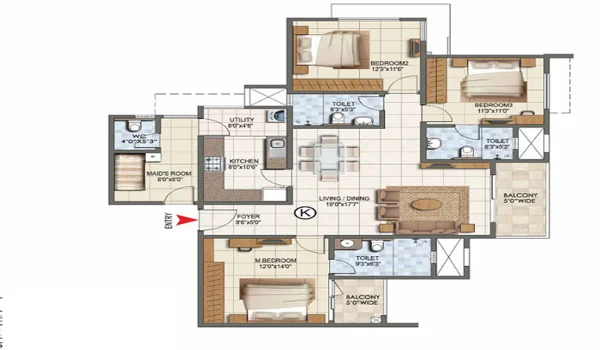 Featured Image of Purva Eminora 3 BHK Floor Plan